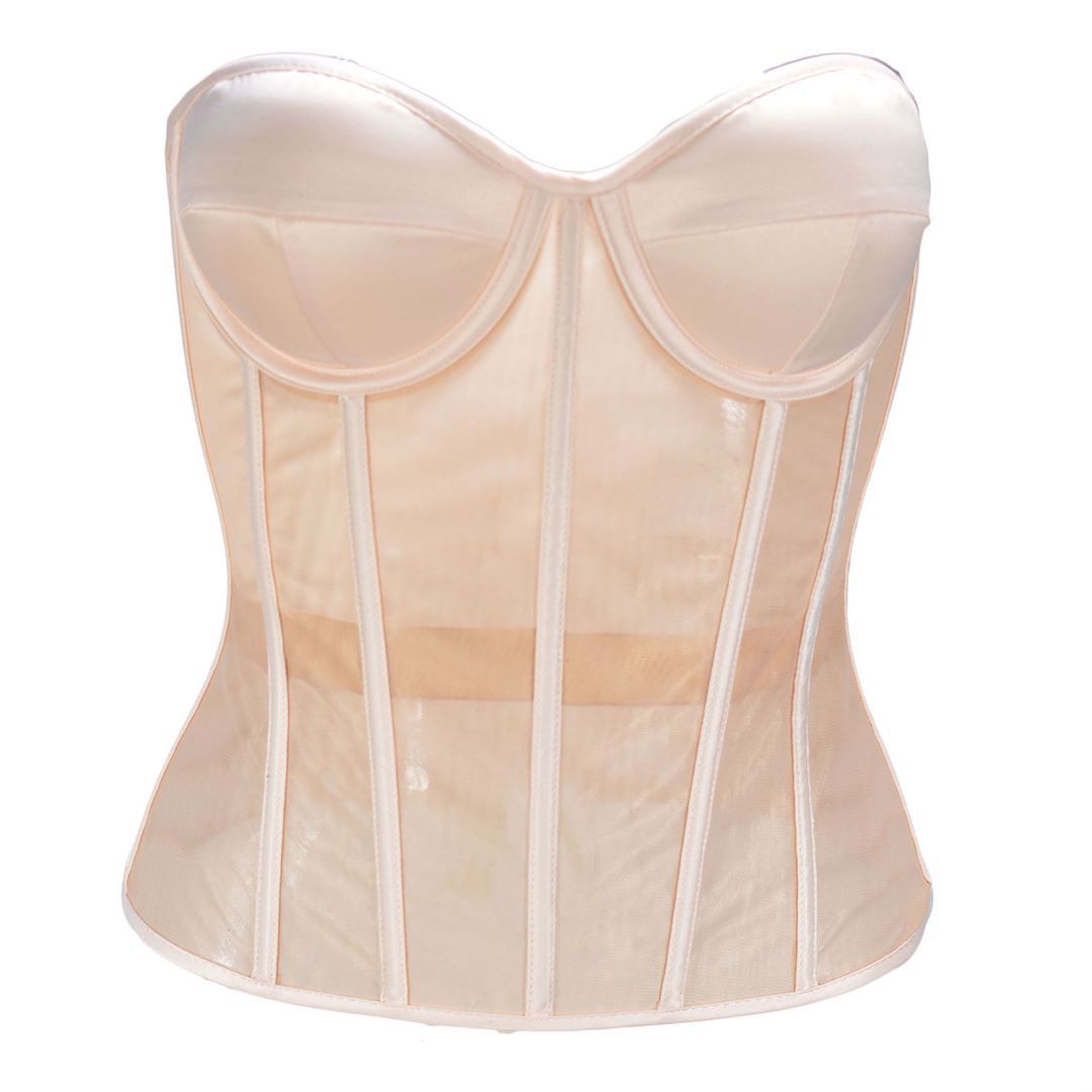 Mesh Wedding Dress Bottoming See-through Corset - Mubimart -  