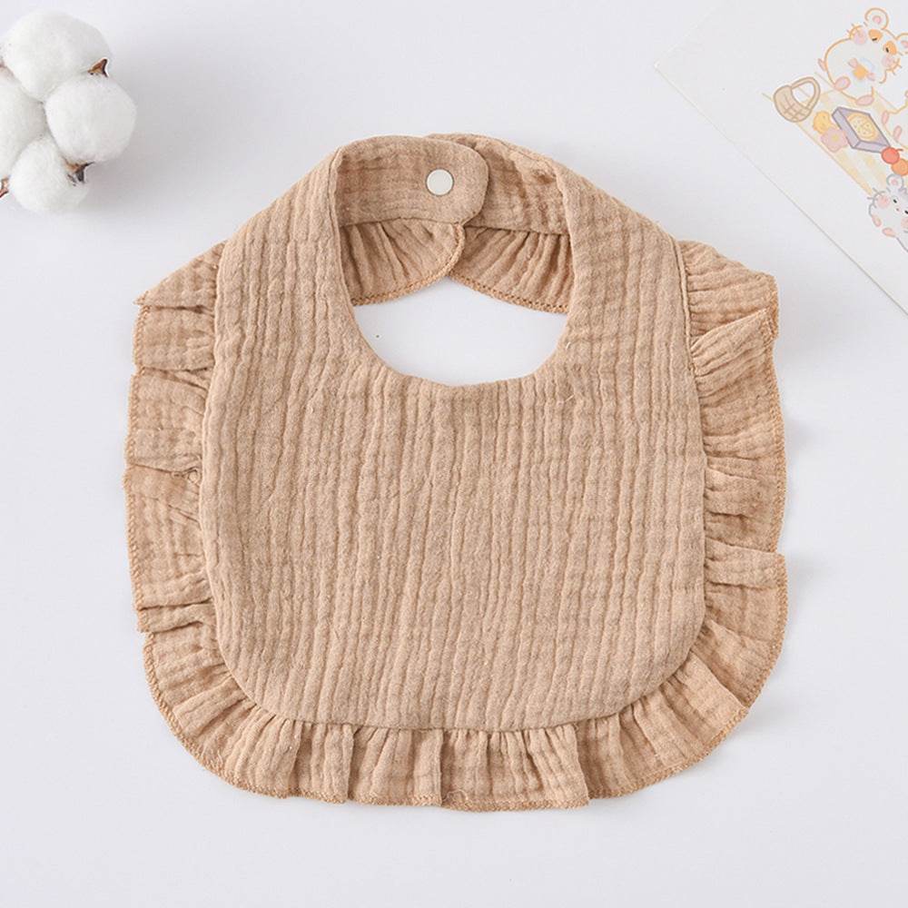 Baby Bib Ruffled Cotton Printed Gauze Lace Bib - Mubimart