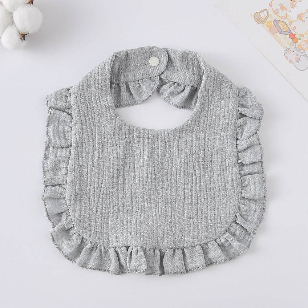 Baby Bib Ruffled Cotton Printed Gauze Lace Bib - Mubimart