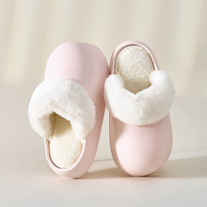 Removable Slippers Winter Waterproof Plush Shoes Household Thick Bottom Detachable Warm Fuzzy Home Slippers Bedroom House Shoes Women - Mubimart