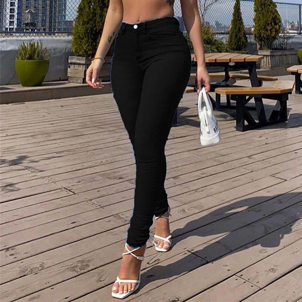 Sexy Peach Hip Skinny Jeans For Women - Mubimart