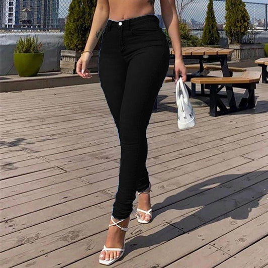 Sexy Peach Hip Skinny Jeans For Women - Mubimart