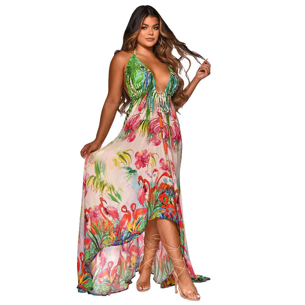 Women's Printed Slip-on Mop Dress - Mubimart