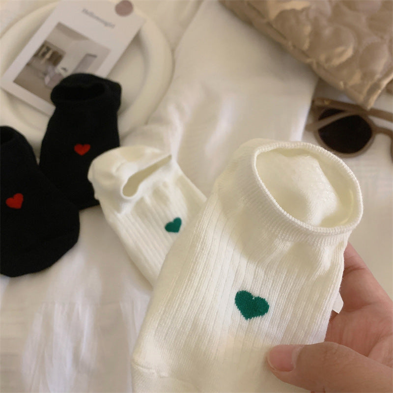 Love Pattern Cotton Women's Low-cut Liners Socks Female Invisible Socks - Mubimart -  