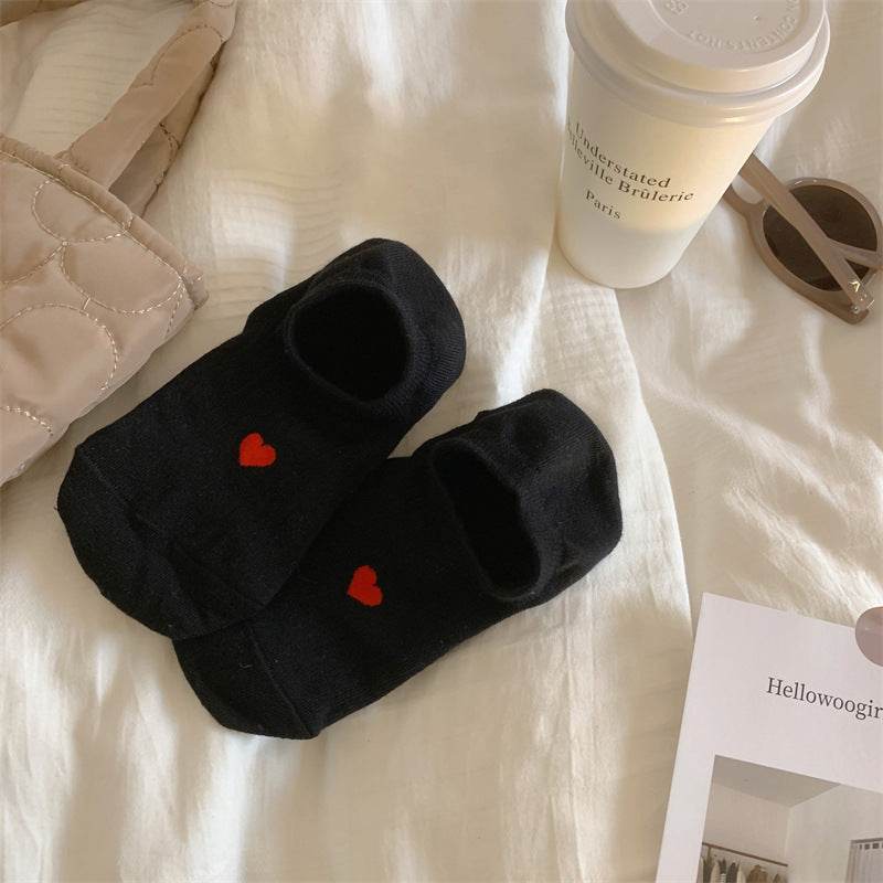 Love Pattern Cotton Women's Low-cut Liners Socks Female Invisible Socks - Mubimart
