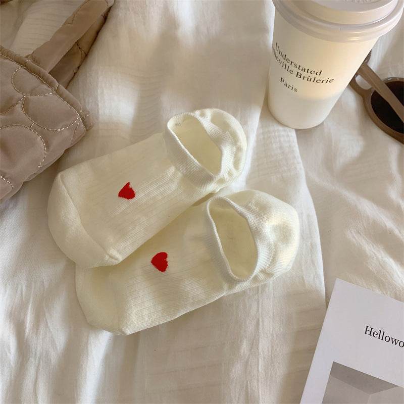 Love Pattern Cotton Women's Low-cut Liners Socks Female Invisible Socks - Mubimart