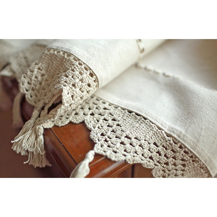 Old Coarse Cotton Linen Crochet Coffee Rod Curtain - Mubimart -  