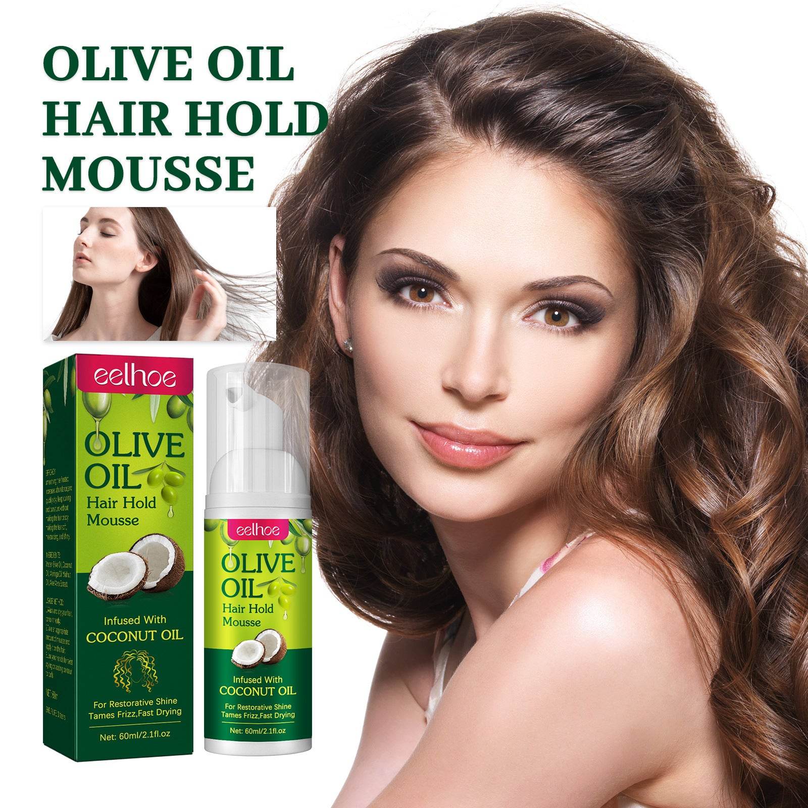 Olive Oil Hair Styling Mousse Long-lasting Moisturizing Roll Shape Anti-frizz - Mubimart