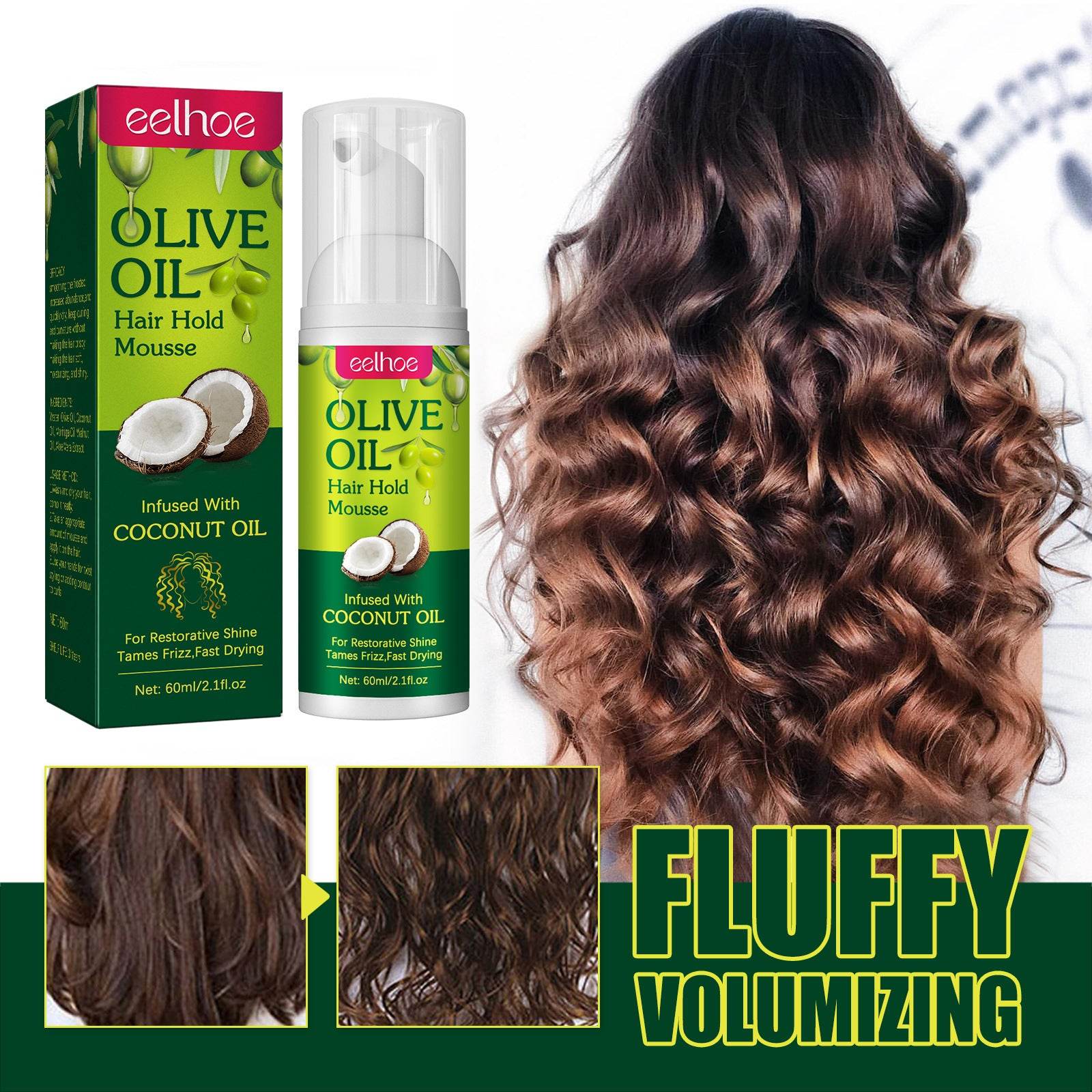 Olive Oil Hair Styling Mousse Long-lasting Moisturizing Roll Shape Anti-frizz - Mubimart