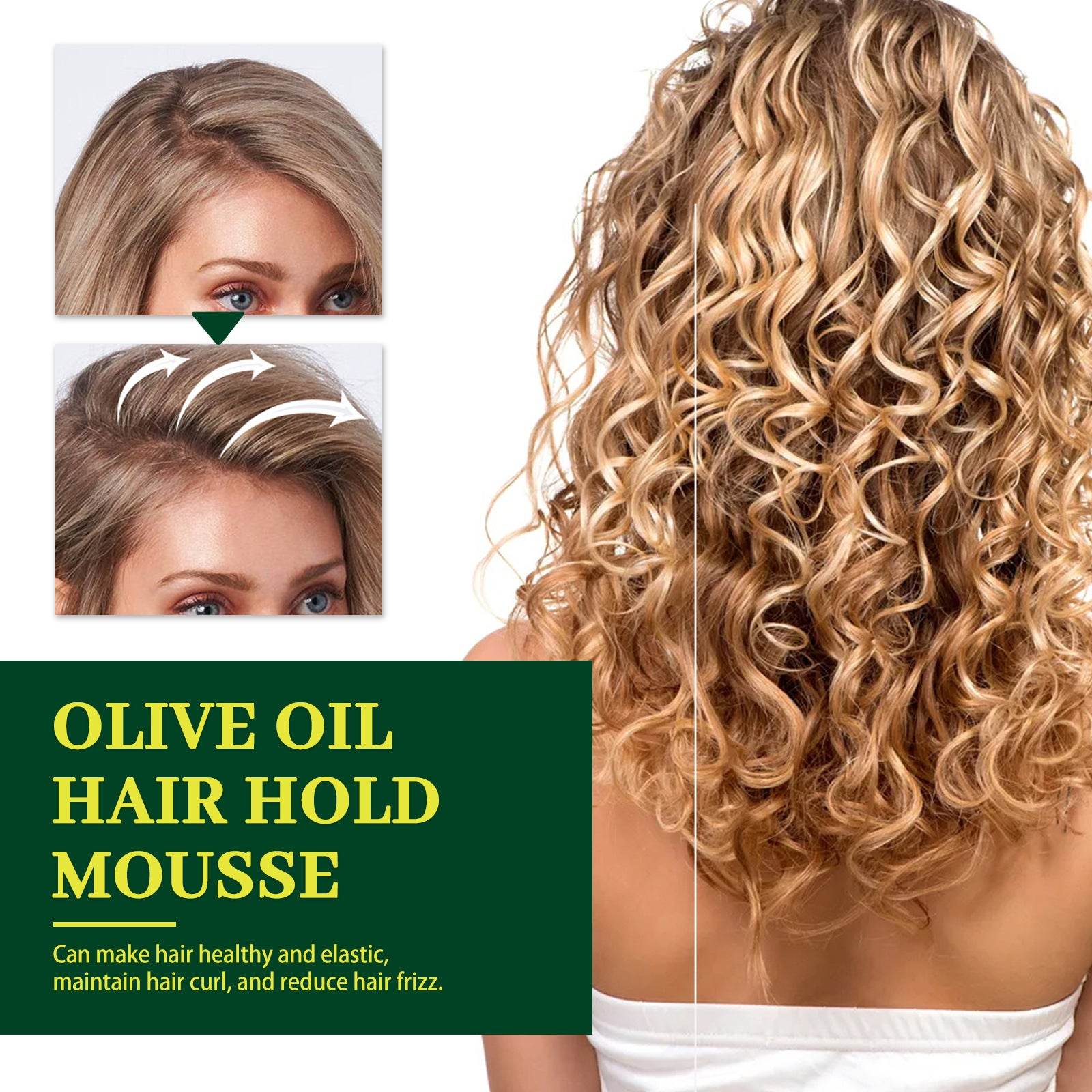 Olive Oil Hair Styling Mousse Long-lasting Moisturizing Roll Shape Anti-frizz - Mubimart