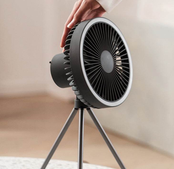 Outdoor Camping Fan Portable USB Rechargeable Camping Tent Tripod Fan Mini Hanging Ceiling Fan Stand Air Cooling Fan Lantern - Mubimart