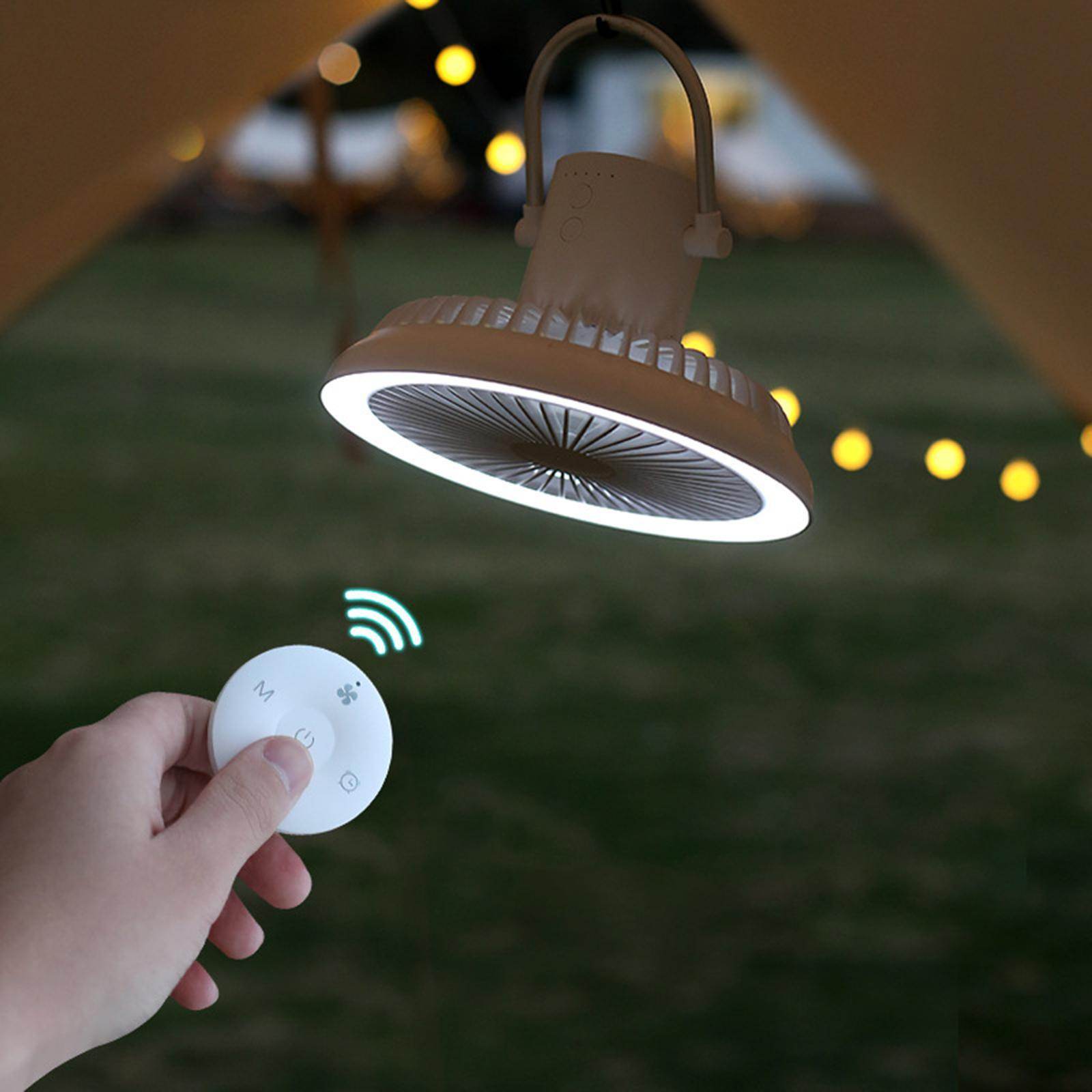 Outdoor Camping Fan Portable USB Rechargeable Camping Tent Tripod Fan Mini Hanging Ceiling Fan Stand Air Cooling Fan Lantern - Mubimart