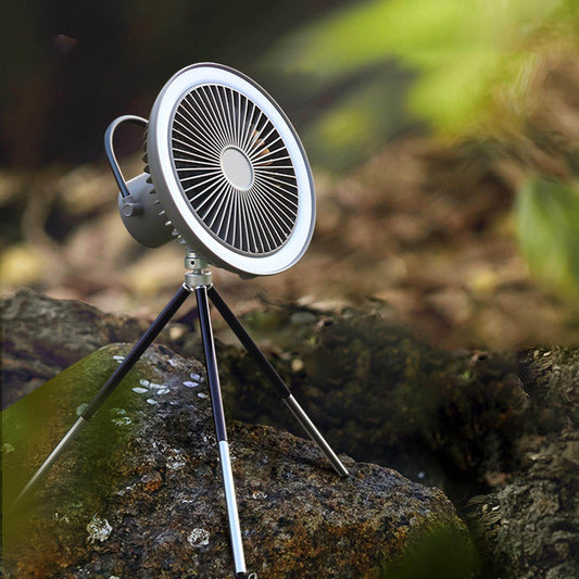 Outdoor Camping Fan Portable USB Rechargeable Camping Tent Tripod Fan Mini Hanging Ceiling Fan Stand Air Cooling Fan Lantern - Mubimart