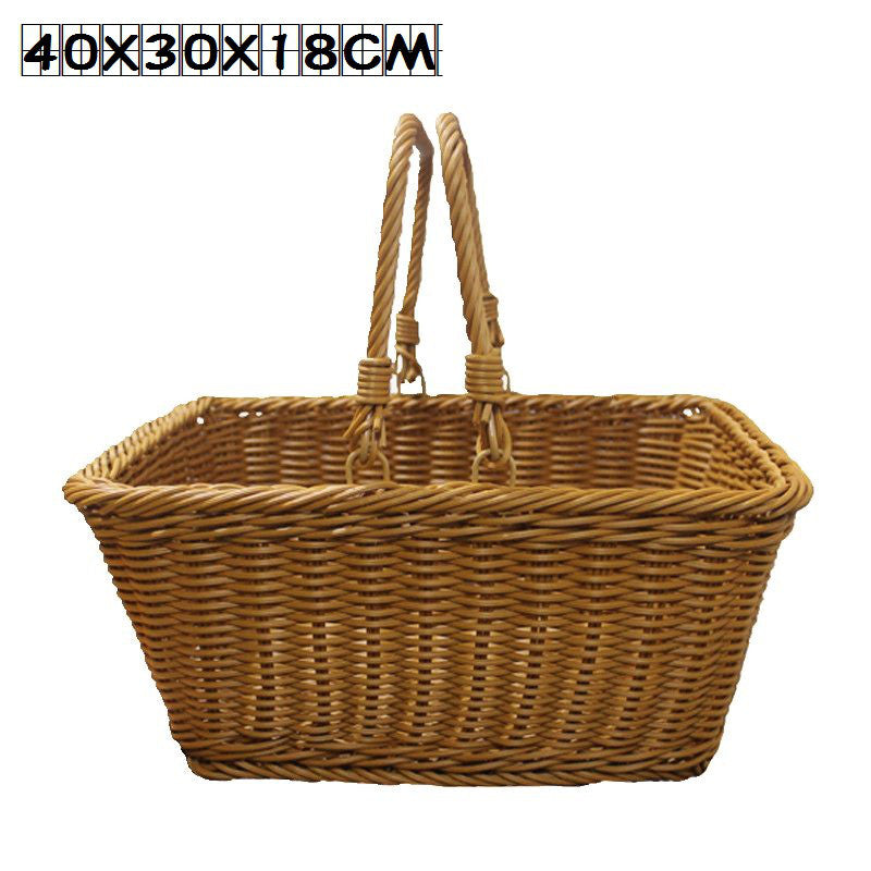 Outdoor Picnic Basket Imitating Rattan Woven Basket - Mubimart -  