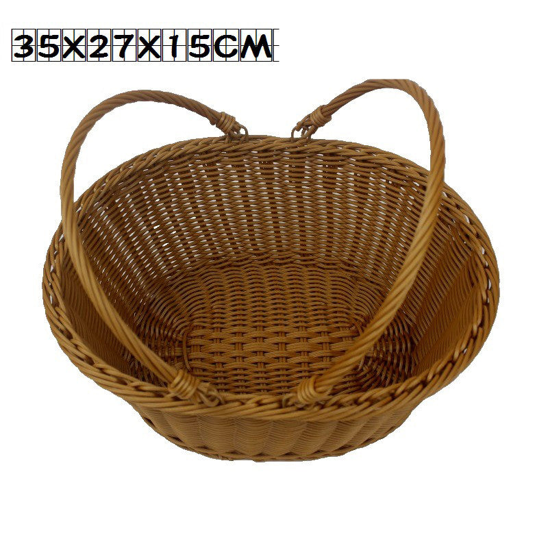 Outdoor Picnic Basket Imitating Rattan Woven Basket - Mubimart -  