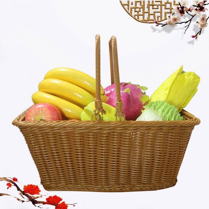 Outdoor Picnic Basket Imitating Rattan Woven Basket - Mubimart