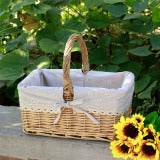Outdoor Picnic Basket Wicker Hand Basket With Cover - Mubimart