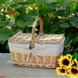 Outdoor Picnic Basket Wicker Hand Basket With Cover - Mubimart -  