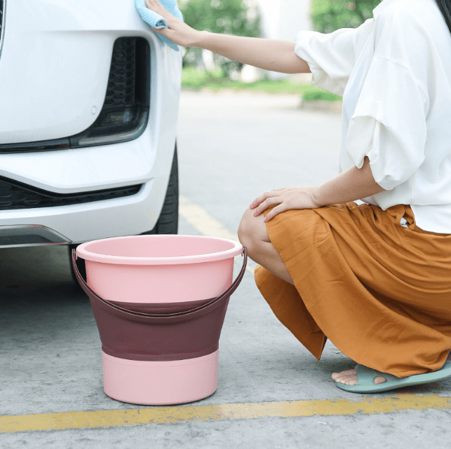 Outdoor Portable Foldable Plastic Bucket Household Car Car Washing Bucket - Mubimart