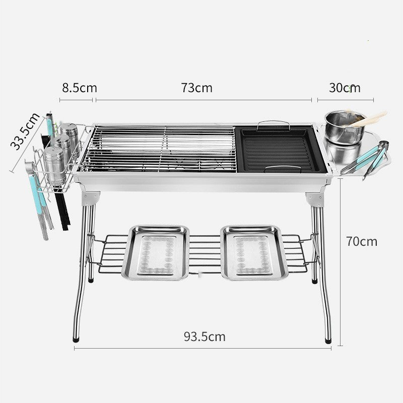 Outdoor Portable Folding BBQ Stainless Steel Grill - Mubimart -  