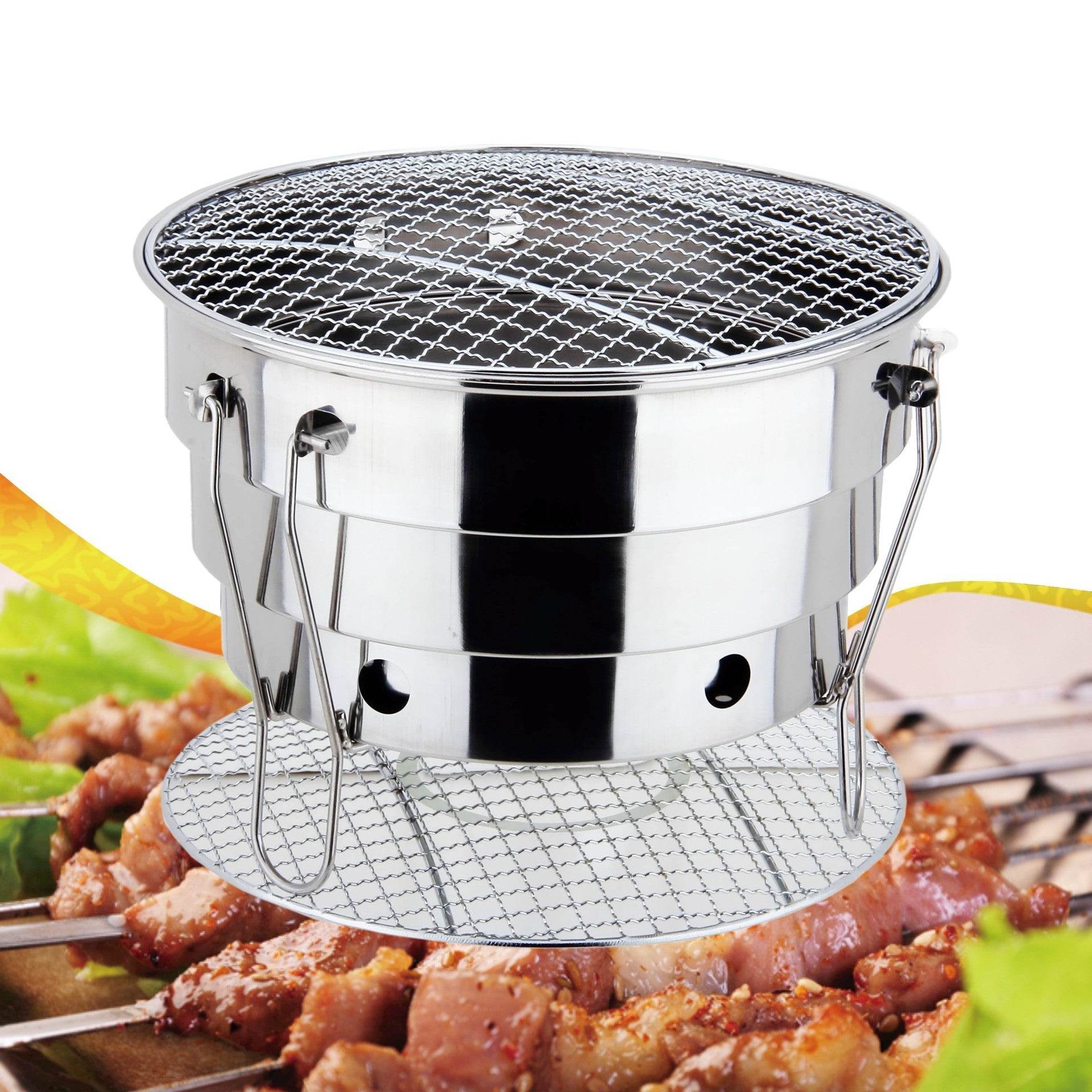 Outdoor Portable Stainless Steel Foldable Grill - Mubimart
