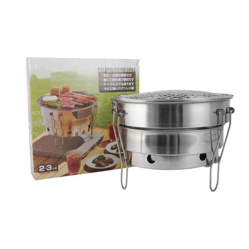 Outdoor Portable Stainless Steel Foldable Grill - Mubimart