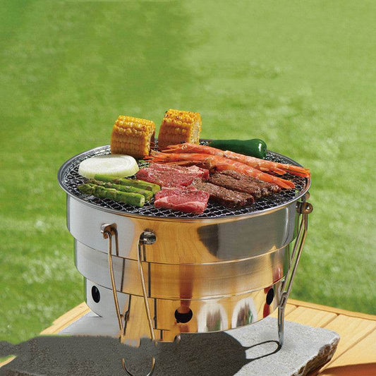Outdoor Portable Stainless Steel Foldable Grill - Mubimart