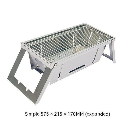 Outdoor Thickened Fold Stainless Steel Barbecue Grill - Mubimart