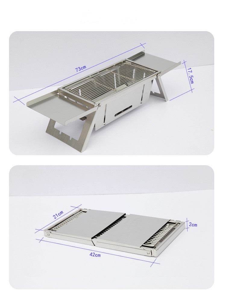 Outdoor Thickened Fold Stainless Steel Barbecue Grill - Mubimart