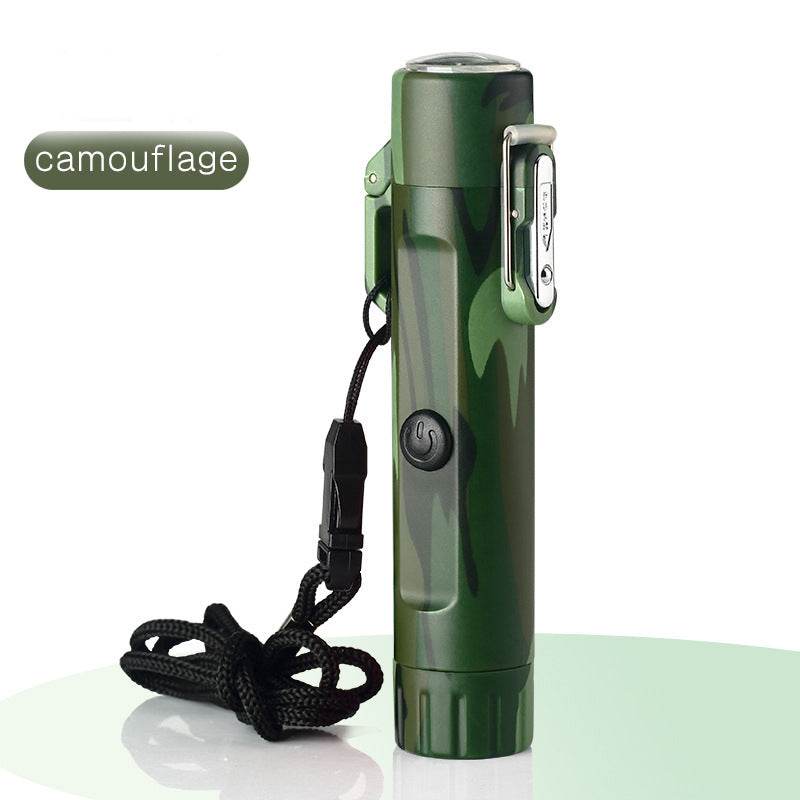 Outdoor Travel Compass Rechargeable Lighter Tube Waterproof Lighter Usb Pulse Lighter - Mubimart
