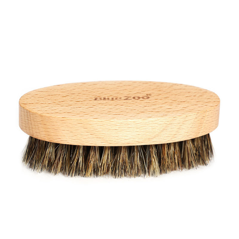 Oval Bluezoo Men's Care Flower Bristle Beech Wood Color Beard Hair Brush - Mubimart - Beard Brush 