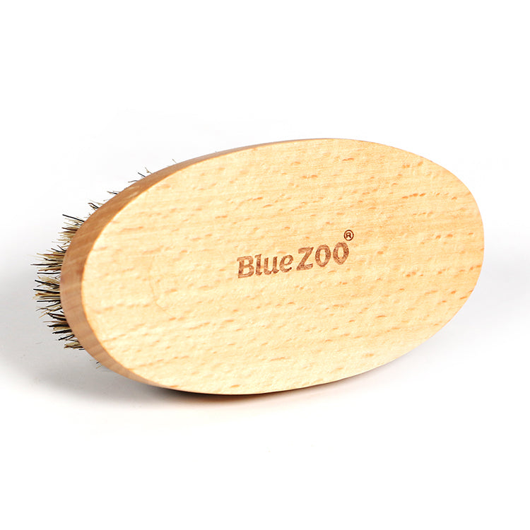 Oval Bluezoo Men's Care Flower Bristle Beech Wood Color Beard Hair Brush - Mubimart -  