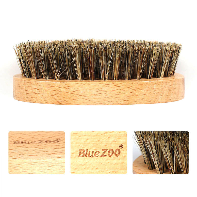 Oval Bluezoo Men's Care Flower Bristle Beech Wood Color Beard Hair Brush - Mubimart -  