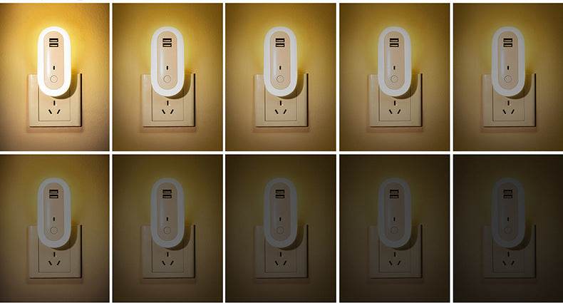 Oval Small Night Lamp With Dual USB Charging Port Remote Control Timing Plug-in Wall - Mubimart