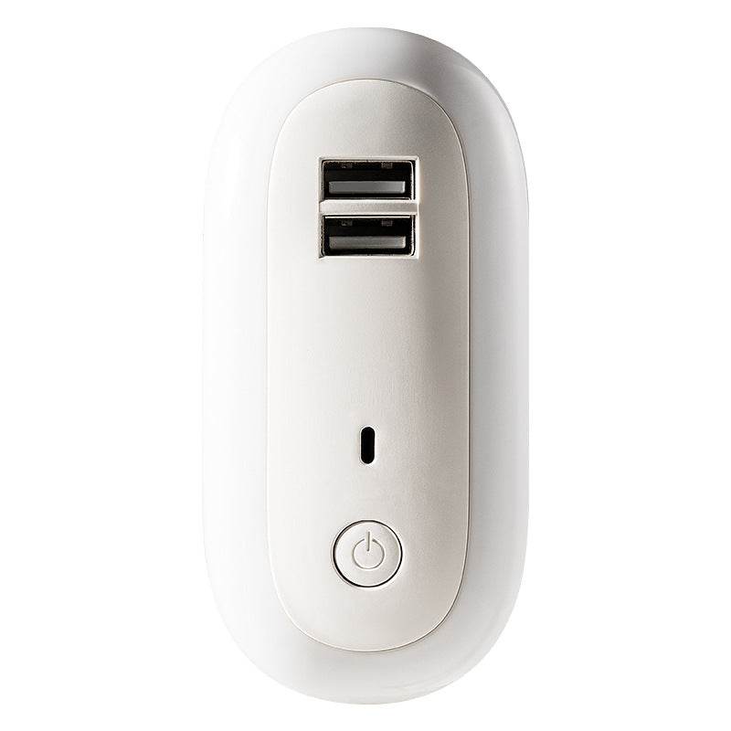 Oval Small Night Lamp With Dual USB Charging Port Remote Control Timing Plug-in Wall - Mubimart