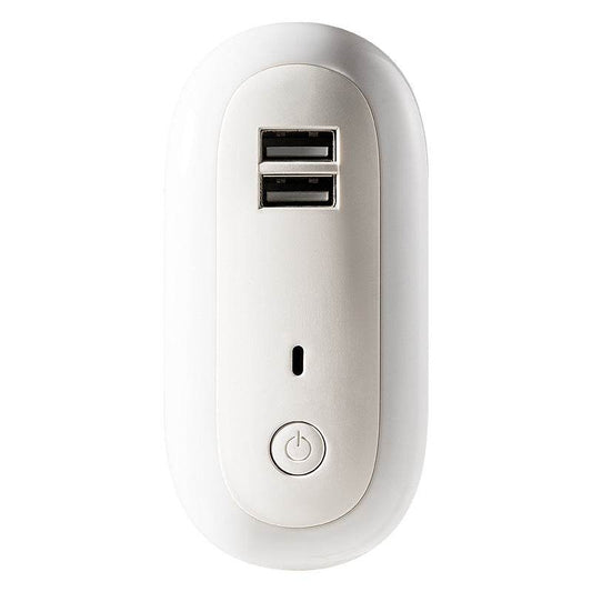 Oval Small Night Lamp With Dual USB Charging Port Remote Control Timing Plug-in Wall - Mubimart