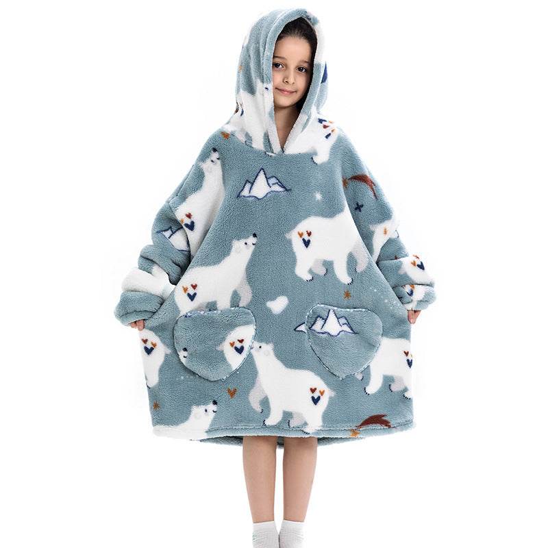 Oversized Thermal Sweatshirt Lazy Sweatshirt Kids - Mubimart