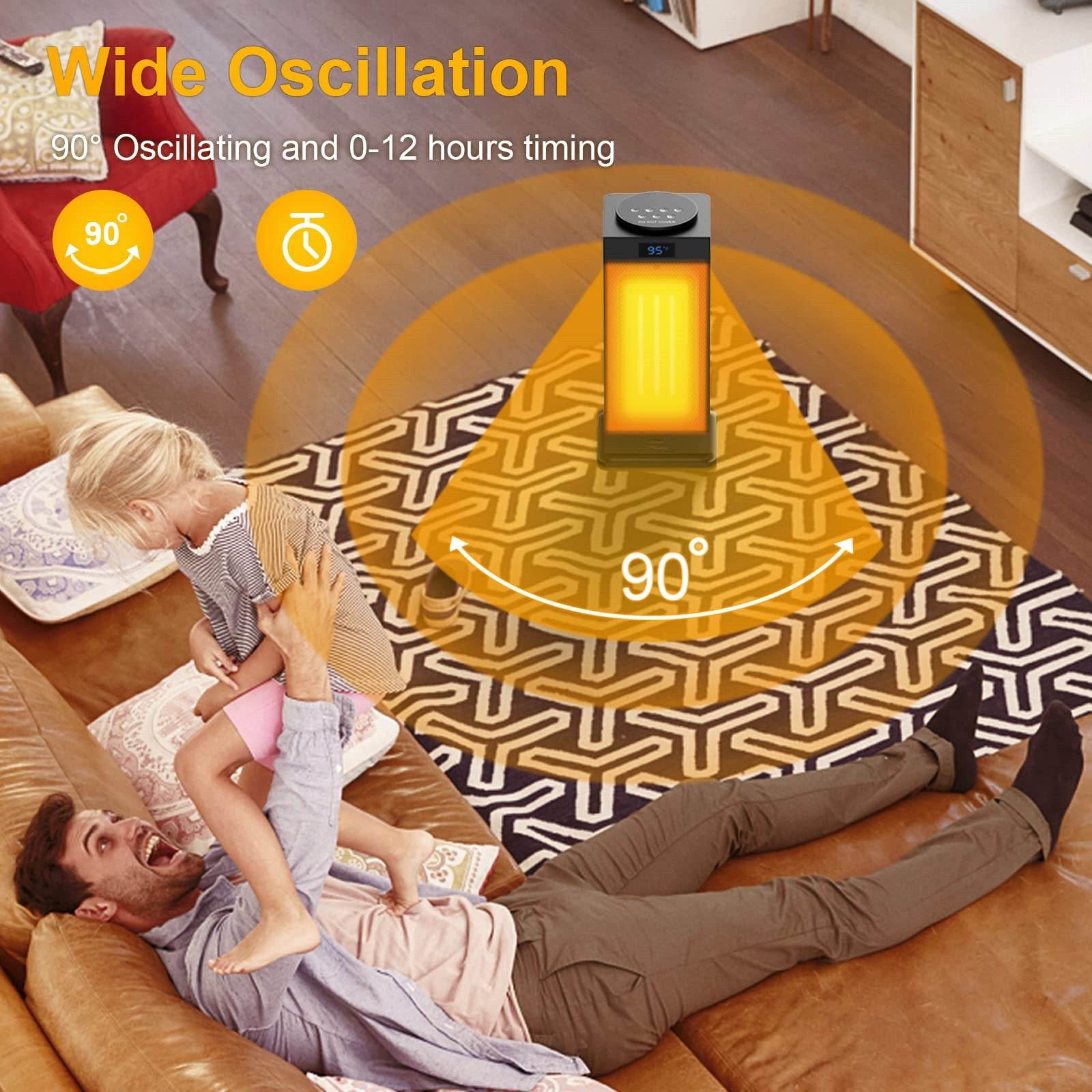 PTC Household Touch Screen Shaking Head Small Heater Vertical Mute - Mubimart