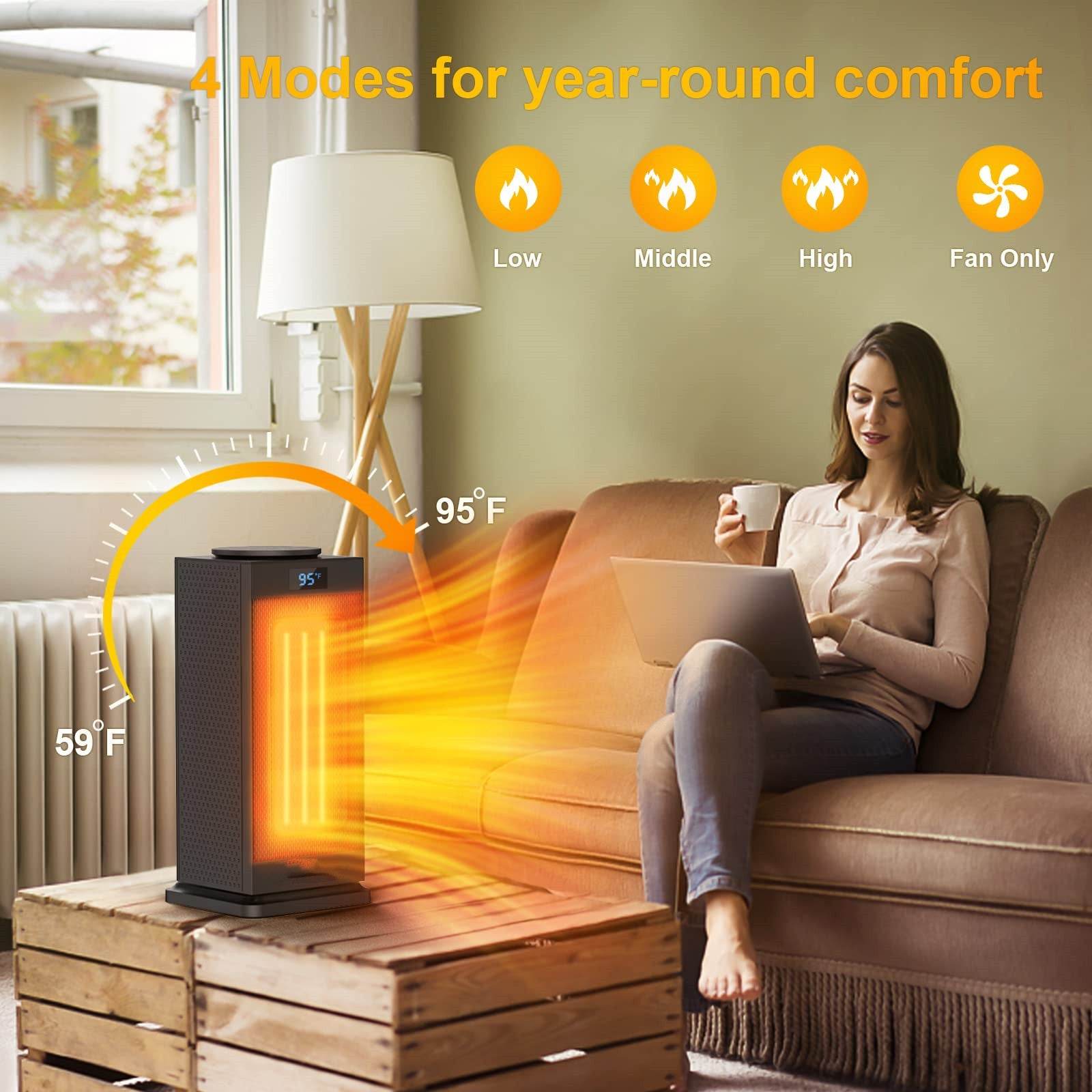 PTC Household Touch Screen Shaking Head Small Heater Vertical Mute - Mubimart