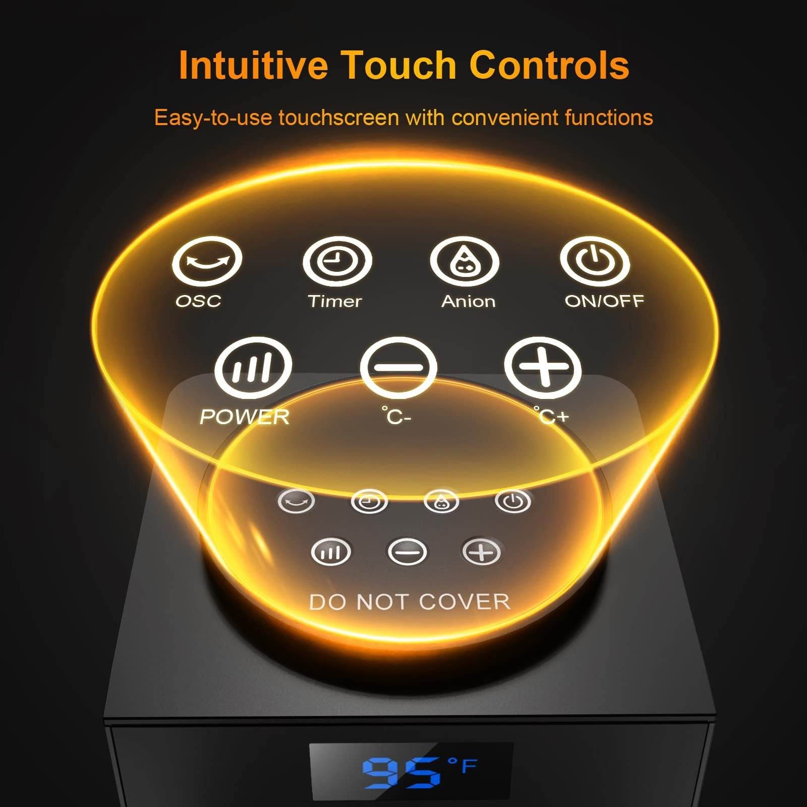 PTC Household Touch Screen Shaking Head Small Heater Vertical Mute - Mubimart