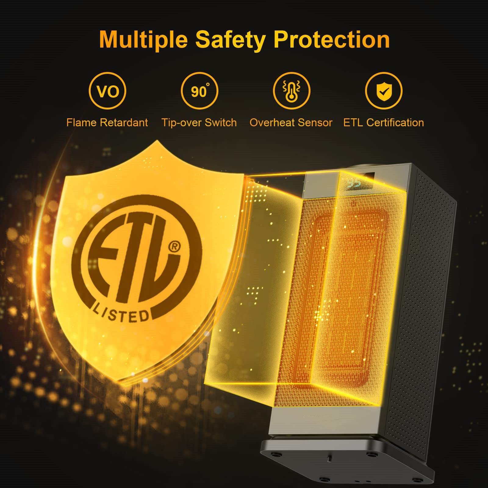 PTC Household Touch Screen Shaking Head Small Heater Vertical Mute - Mubimart