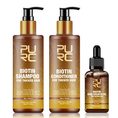 PURC Hair Care Ginger Biotin Three-piece Shampoo Conditioner Repair Dry And Frizz Essential Oil - Mubimart -  