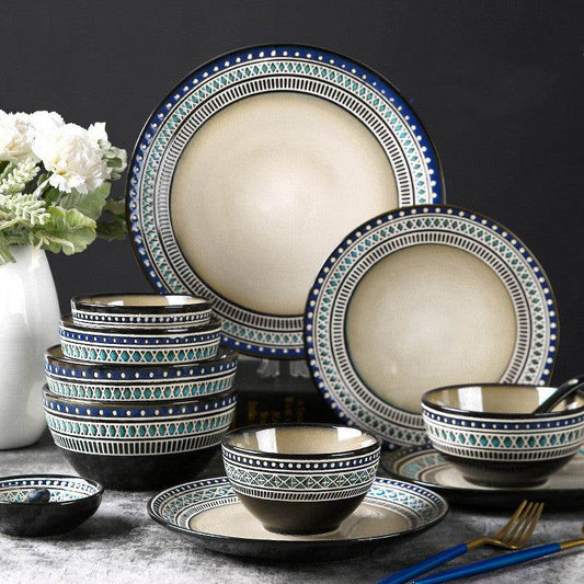 Painted Ceramic Eating Bowl Household Soup Bowl - Mubimart