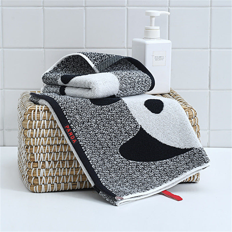 Panda Cartoon Pattern Facecloth Cotton Absorbent - Mubimart -  