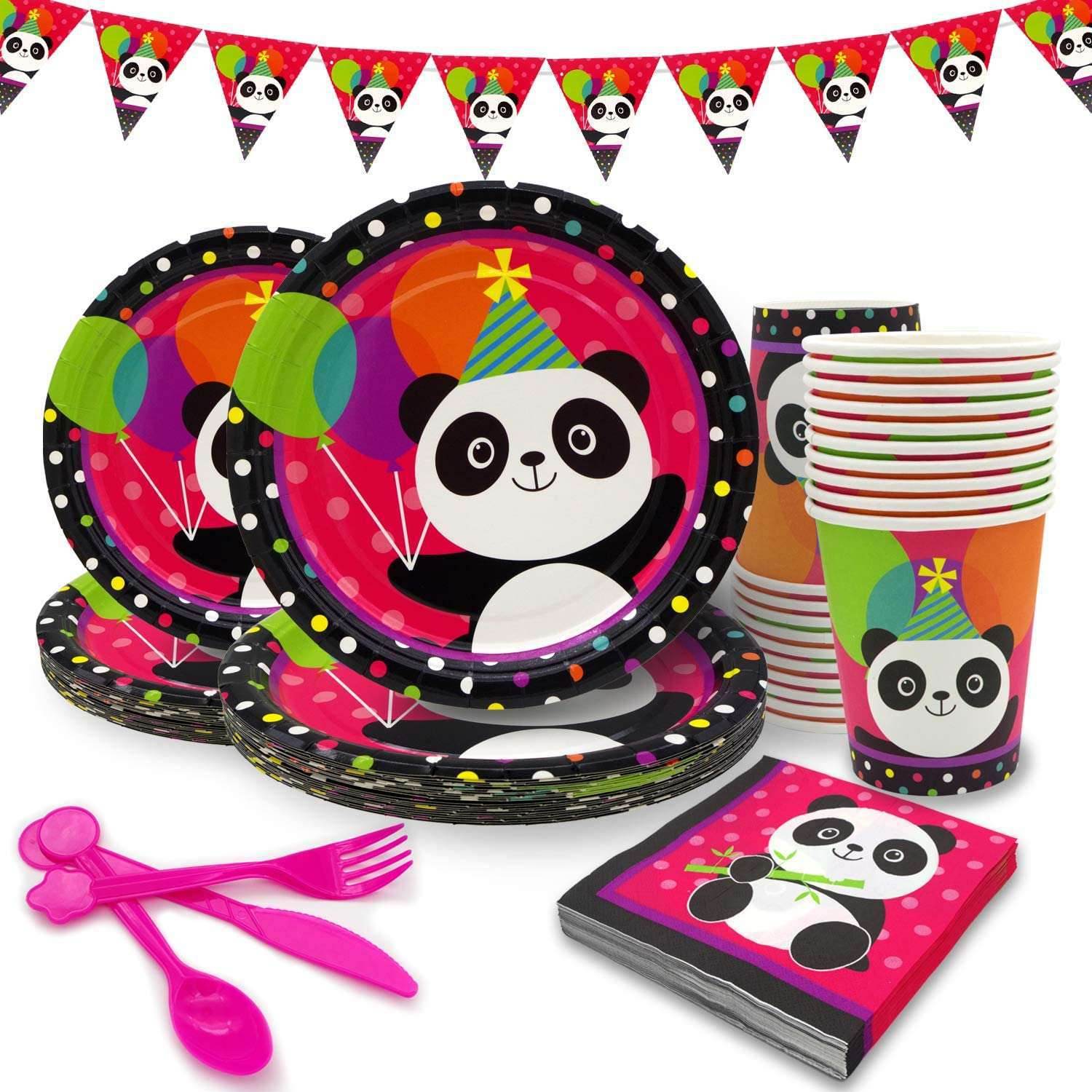 Panda children's birthday holiday party atmosphere supplies - Mubimart