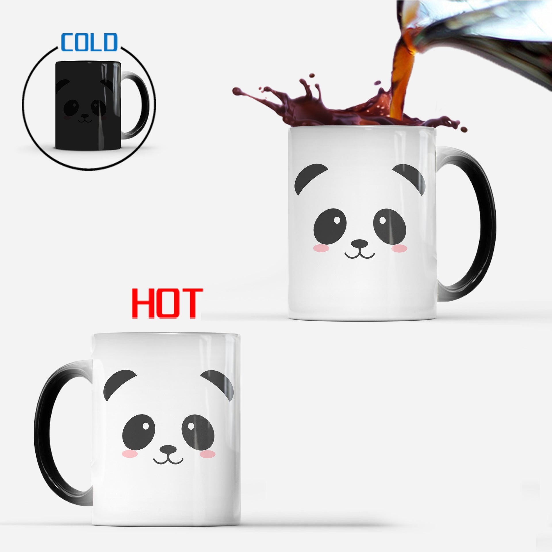 Panda discoloration mug coffee cup - Mubimart -  