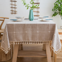 Pastoral Plaid Tassel Tablecloth - Mubimart -  