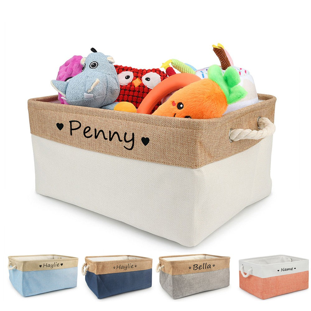 Personalized Dog Toy Basket Free Print Pet Storage Box Cat - Mubimart - Storage Box 