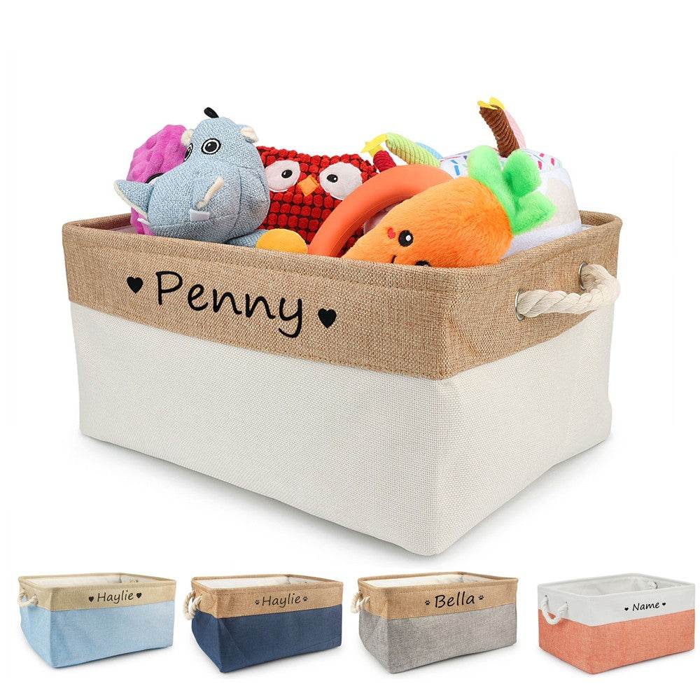 Personalized Dog Toy Basket Free Print Pet Storage Box Cat - Mubimart