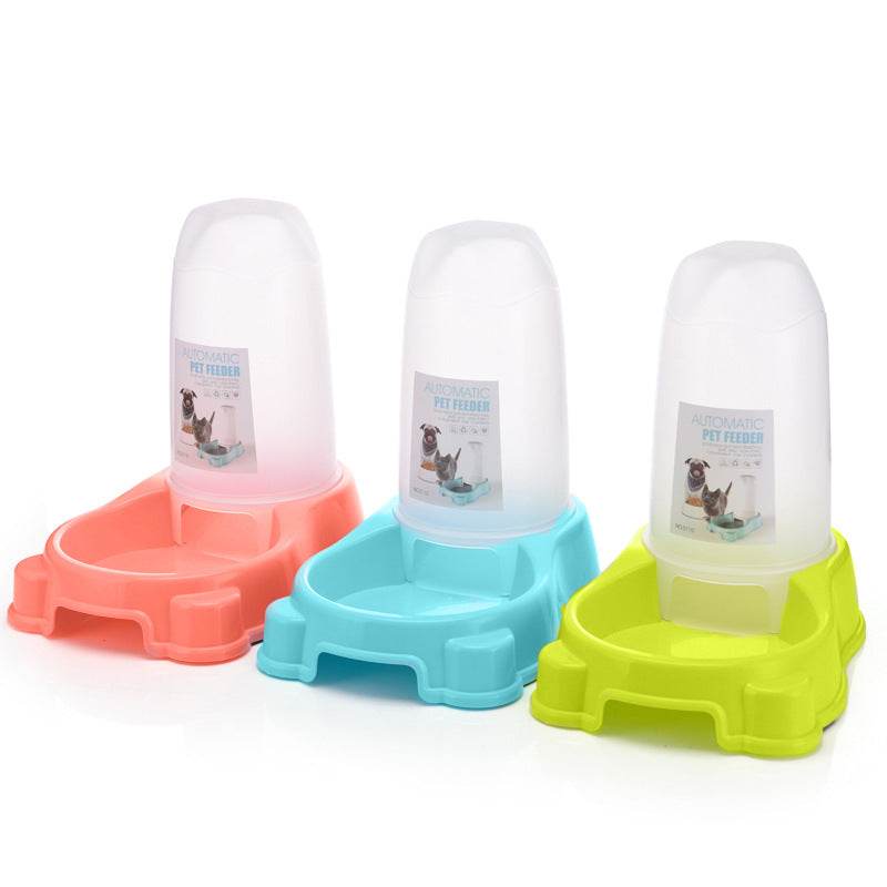 Pet Automatic Food Water Dispenser Puppy Kitten Feeder Bowl Dog Drinker Feeding Dish - Mubimart